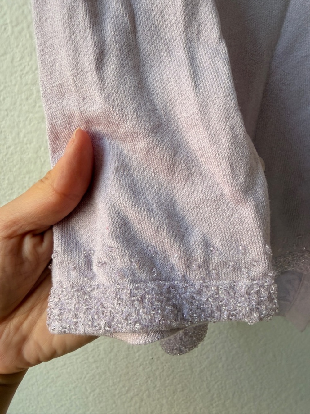 Banana Republic Silk Blend Beaded Cardigan Lilac Floral Embellished Sweater S - Picture 10 of 15